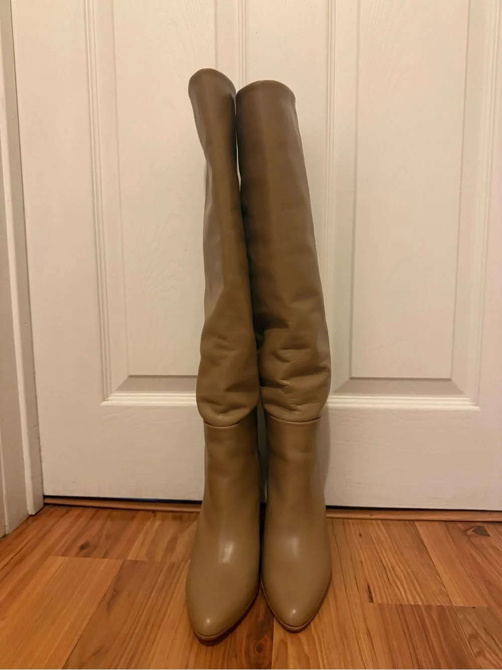 Zara Tan Over-the-Knee Leather Boots